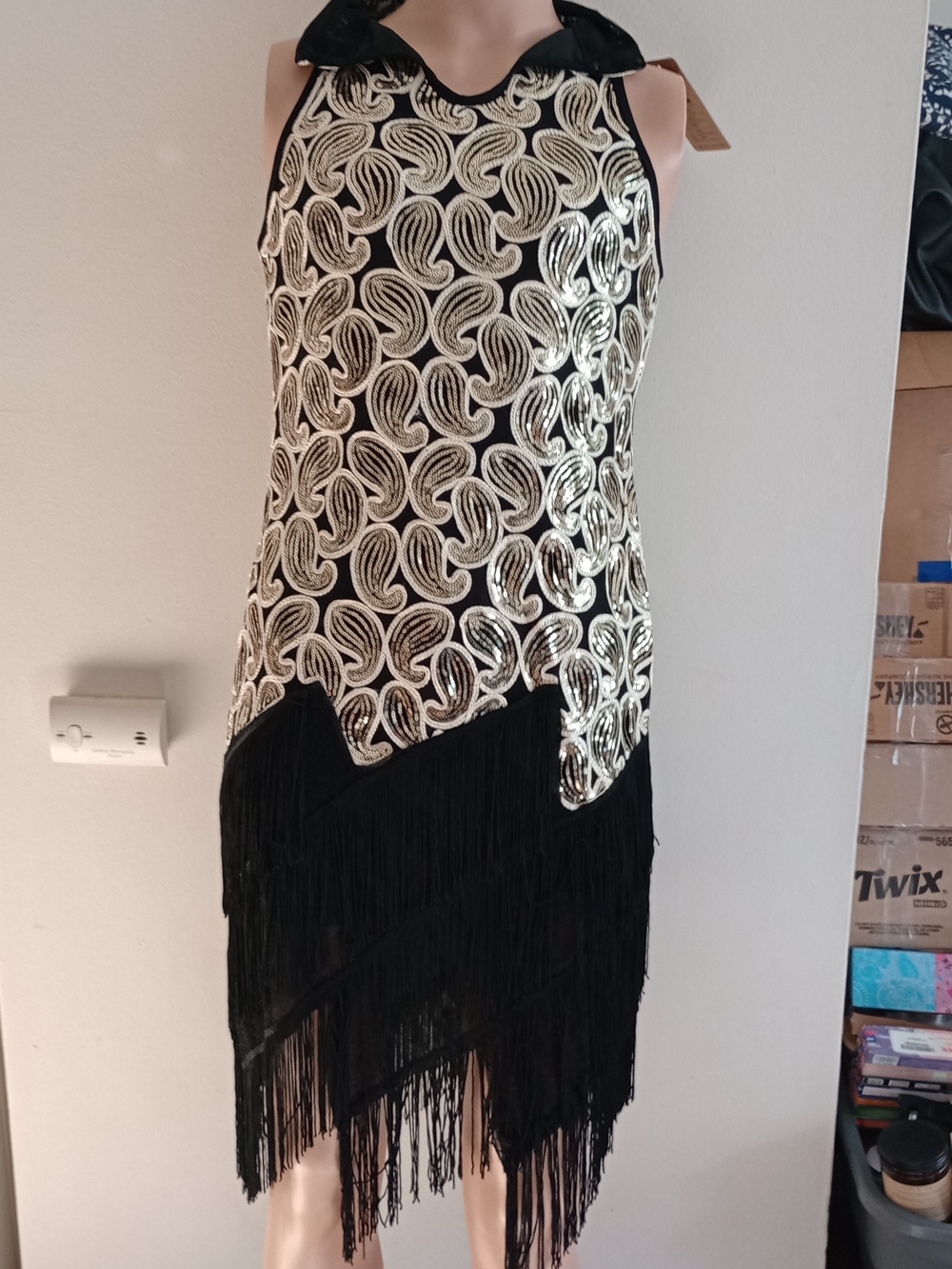 Gold flapper dress a distinct paisley sequin design  by Whitewed NWT